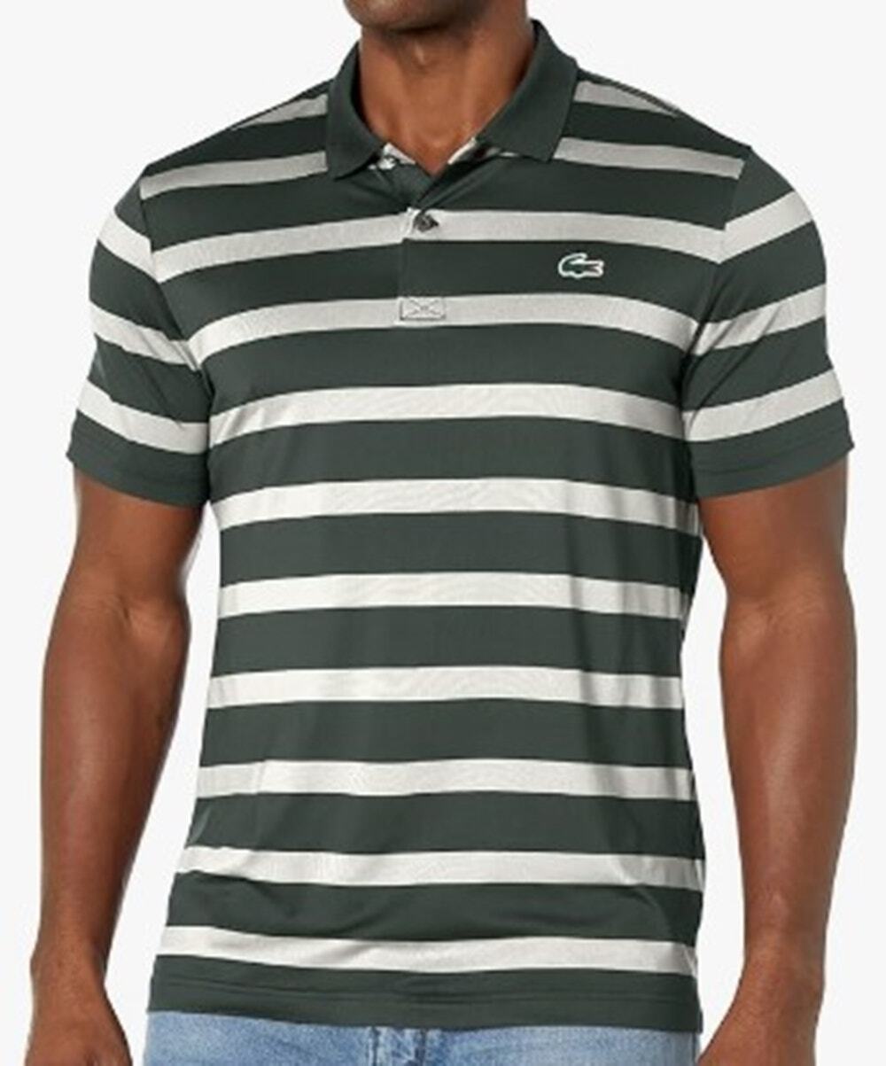 Lacoste Men's Striped Golf Polo Shirt XL Green/White